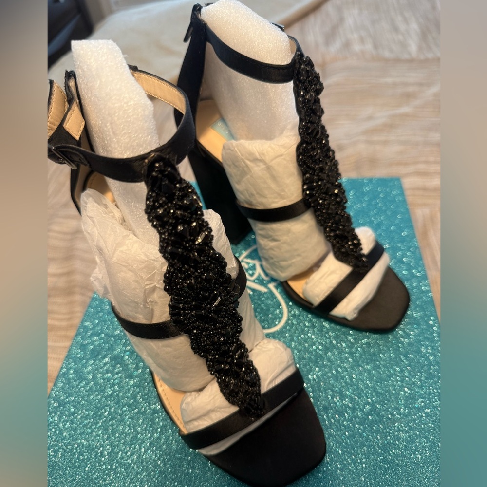 Betsey Johnson Black Beaded Heels